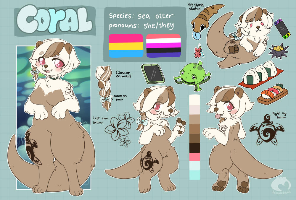 Digital drawing of an anthropromorphic sea otter named Coral